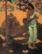 Paul Gauguin Woman Holding Flowers oil painting